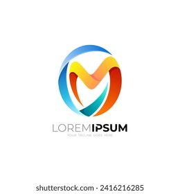 CM logo, Letter C and M logo with combination, 3d colorful style