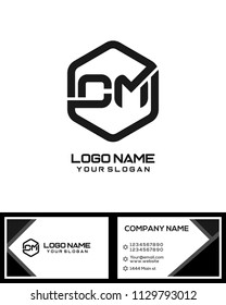 CM logo letter initial, Abstract polygonal Background Logo,