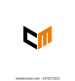 CM Logo Letter Initial With Black and Orange Colors
