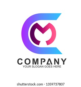 CM Logo, MC Logo, Letter C And Letter M Logo In Unity With Line Style, 