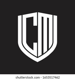 CM Logo monogram with emblem shield design isolated on black background