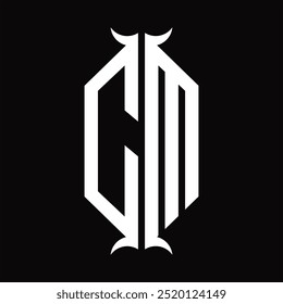 CM Logo Monogramm Hexagon Schild mit Horn Form Design-Vorlage