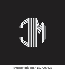 CM Logo monogram with outline style linked isolated on black background
