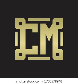 Monograma de logotipo CM con plantilla de diseño de línea de pieza