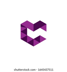 CM logo pixel hexagon design vector modern graphic