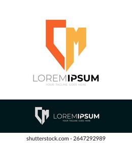 CM logo with shield design template, security logos