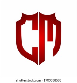 CM Logo Shield style Monogram design template with red colors on white background
