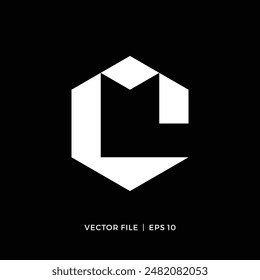 CM MC hexagon letters logo design