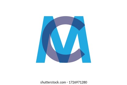 Diseño de logotipo inicial de carta CM o MC, plantilla de vector