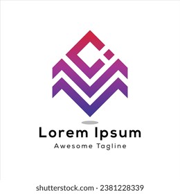 icono de la compañía de diseño de logotipo de letras CM o MC