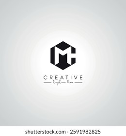 CM MC Letter Modern Artistic Abstract Logo Design. Initial Based Monogram Template.