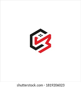 CM or MC real estate Unique modern flat abstract logo design with red and gray color.