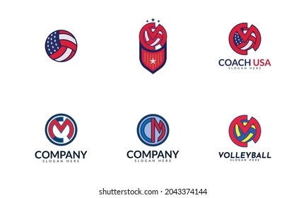 CM or MC volleyball letter set logo vector. Great for volleyball, volleyball coaches, or anything volleyball related.