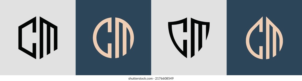 CM modern initial letter logo design vector bundle. It will be suitable for which company or brand name start those initial.