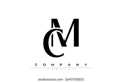 CM Modern Initials Logo Design. Branding logo with stylized initials showcasing bold design and modern aesthetic. Ideal for professional business branding or creative projects focusing on minimalistic