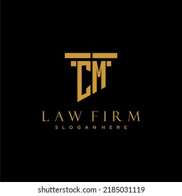 Logo inicial del monocultivo CM para la firma de abogados con diseño de hitos