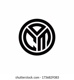 CM monogram logo with circle outline design template isolated on white background
