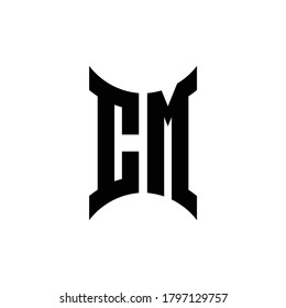 CM monogram logo with curved side design template