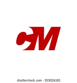 CM negative space letter logo red