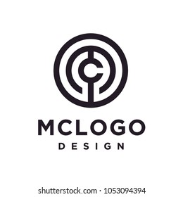 CM CM Rounded Initials Monogram Circular Circle logo design 