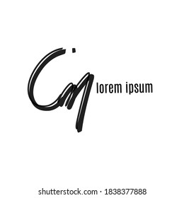 Cm tagline Initial handwriting logo vector