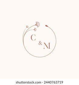 Diseños de logotipo de monograma de boda CM como inspiración