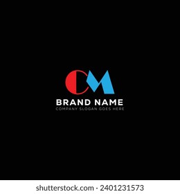 CM White Letter monogram Logo Design with Black Background. C M