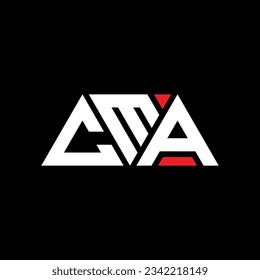 CMA triangle letter logo design with triangle shape. CMA triangle logo design monogram. CMA triangle vector logo template with red color. CMA triangular logo Simple, Elegant, and Luxurious design.