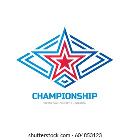 Cmapionship - vector logo template concept illustration. Star sign in rhombus shape. Abstract symbol. Design element.