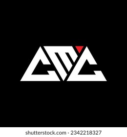 CMC triangle letter logo design with triangle shape. CMC triangle logo design monogram. CMC triangle vector logo template with red color. CMC triangular logo Simple, Elegant, and Luxurious design.