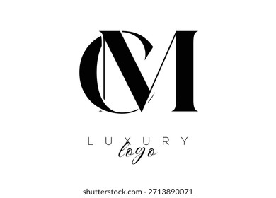 CM, cm Serif Letra Monograma Tipografía Logo para Elegante Premium Branding Identidad