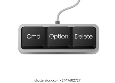 Cmd Option Delete button combination. Computer Keyboard. Word on pc computer keyboard. Vector illustration.