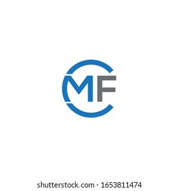 CMF , MCF unique monogram style logo design with blue and grey.