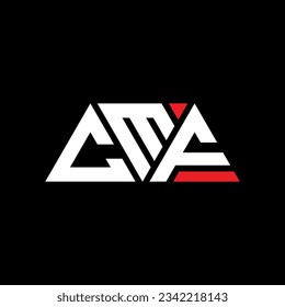 CMF triangle letter logo design with triangle shape. CMF triangle logo design monogram. CMF triangle vector logo template with red color. CMF triangular logo Simple, Elegant, and Luxurious design.