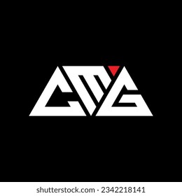 CMG triangle letter logo design with triangle shape. CMG triangle logo design monogram. CMG triangle vector logo template with red color. CMG triangular logo Simple, Elegant, and Luxurious design.