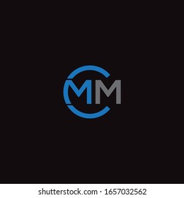 CMM , MCM unique monogram style logo design with blue and grey.