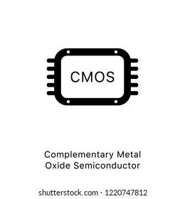 CMOS icon vector. Complementary Metal Oxide Semiconductor. Computer microprocessor symbol. Trendy Flat style for graphic design, Web site, UI. EPS10. - Vector illustration