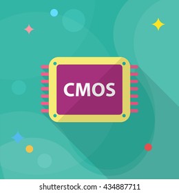 CMOS icon , Vector flat long shadow design.