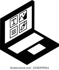 CMS or back-end of Web isometric concept, web admin or panel vector outline icon, Webdesign and Development symbol, user interface or graphic sign, website engineering stock illustration