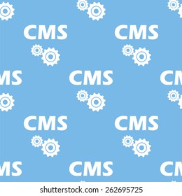 Cms blue with white seamless pattern for web design. Vector symbol