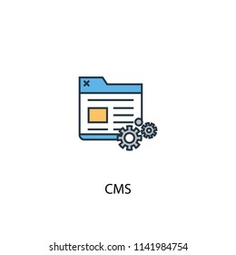 CMS concept 2 colored line icon. Simple yellow and blue element illustration. CMS concept outline symbol design from Online business set