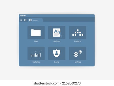 CMS - Content management system vector illustration concept. Website CMS for edit design, configuration settings, create and publish articles, administration and statistics