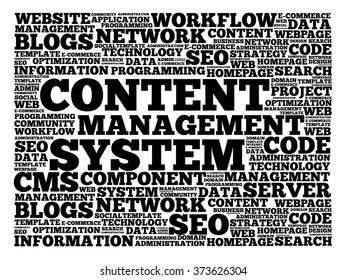 CMS Content Management System word cloud, business concept background