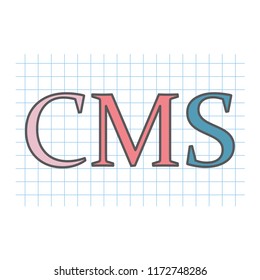 CMS (Content Management System) written on checkered paper sheet