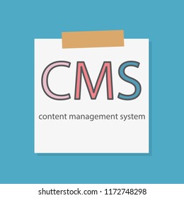 CMS Content Management System written in a notebook paper- vecto