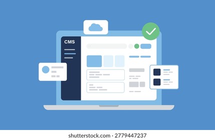 CMS Dashboard and Content Management System Interface Vector Illustration
