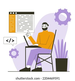 CMS development concept. Web-site content administration concept. Flat vector illustration