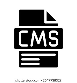 Cms Glyph Icon. Content Management System File Abbreviation Platform for managing web content