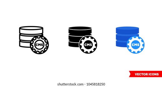CMS icon of 3 types: color, black and white, outline. Isolated vector sign symbol.