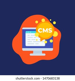 CMS icon, Content management system, flat vector design
